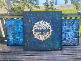 Between the Sky and Earth with Totems in Blue